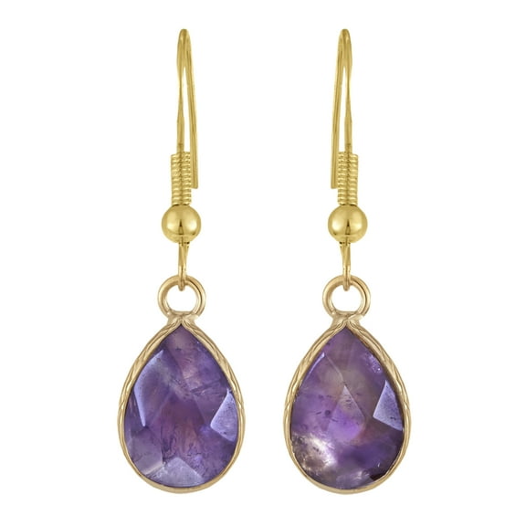 Mystical Dewdrops Purple Amethyst and Gold-Plated Silver Dangle Earrings