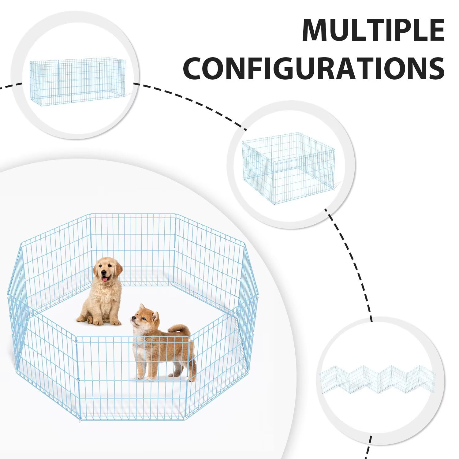 YRLLENSDAN,24In,8 Panel,Outdoor Dog Fence,Puppy Play Pen for Indoors,Dog Play Pen Indoors,Easy To Assemble and Store,Foldable,Blue