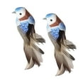 thumbnail image 3 of 2 estatuas decorativas de pájaros emplumados, figuritas de pájaros para el escritorio del hogar Azul Sharpla Aves artesanales emplumadas, 3 of 8