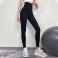 thumbnail image 1 of Pantalones de yoga cómodos para mujer Leggings con control de ropa para deportiva Pantalones elásticos de cinturo de 4 vías con cinturón XL negro BLESIY Pantalones de yoga para control de abdomen, 1 of 8