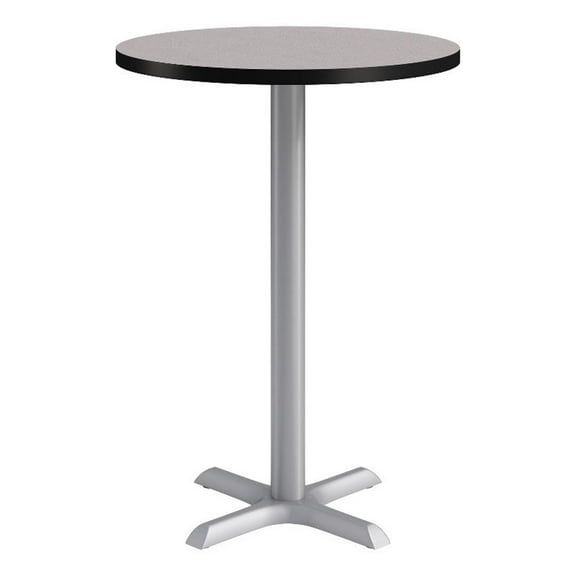 KFI Studios 30in Round Dining Table - 42in H - Gray Top - Silver Base