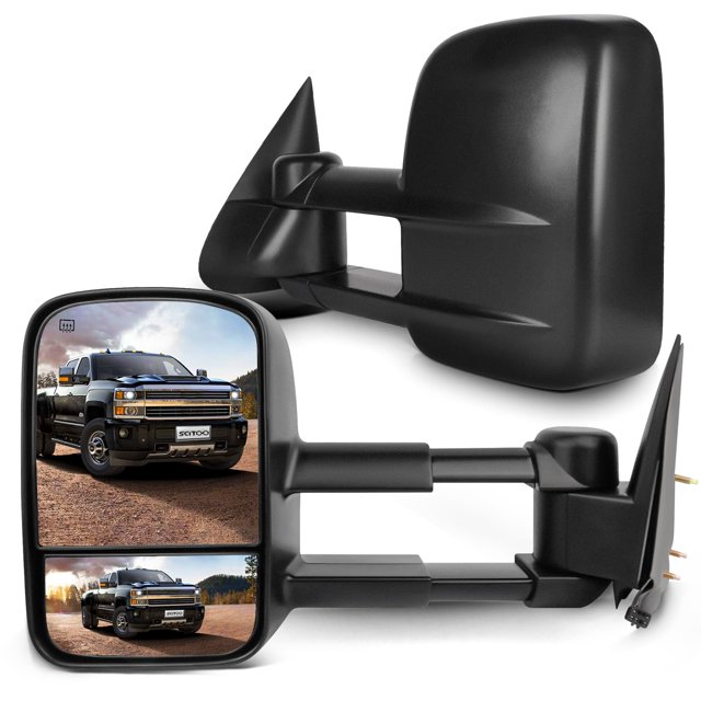 Scitoo Espejos De Remolque Compatibles Con 1999-2002 Para Chevy Silverado Para Gmc Sierra 1500/2500/3500 Camioneta Sin Señal De Giro Espejos De Remolque Plegables Telescópicos Manuales Lh Rh