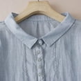 thumbnail image 5 of ZQUUVOU Womens T-Shirts Women's Imitation Linen Embroidered Five Quarter Sleeved Button Turndown Collar Fashionable Top(Blue,L), 5 of 9