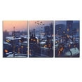 thumbnail image 2 of wall26 - 3 Piece Canvas Wall Art - Painting of City Snowy Winter Scene,Rooftops Covered with Snow at Sunset - Modern Home Art Stretched and Framed Ready to Hang - 16"x24"x3 Panels, 2 of 4