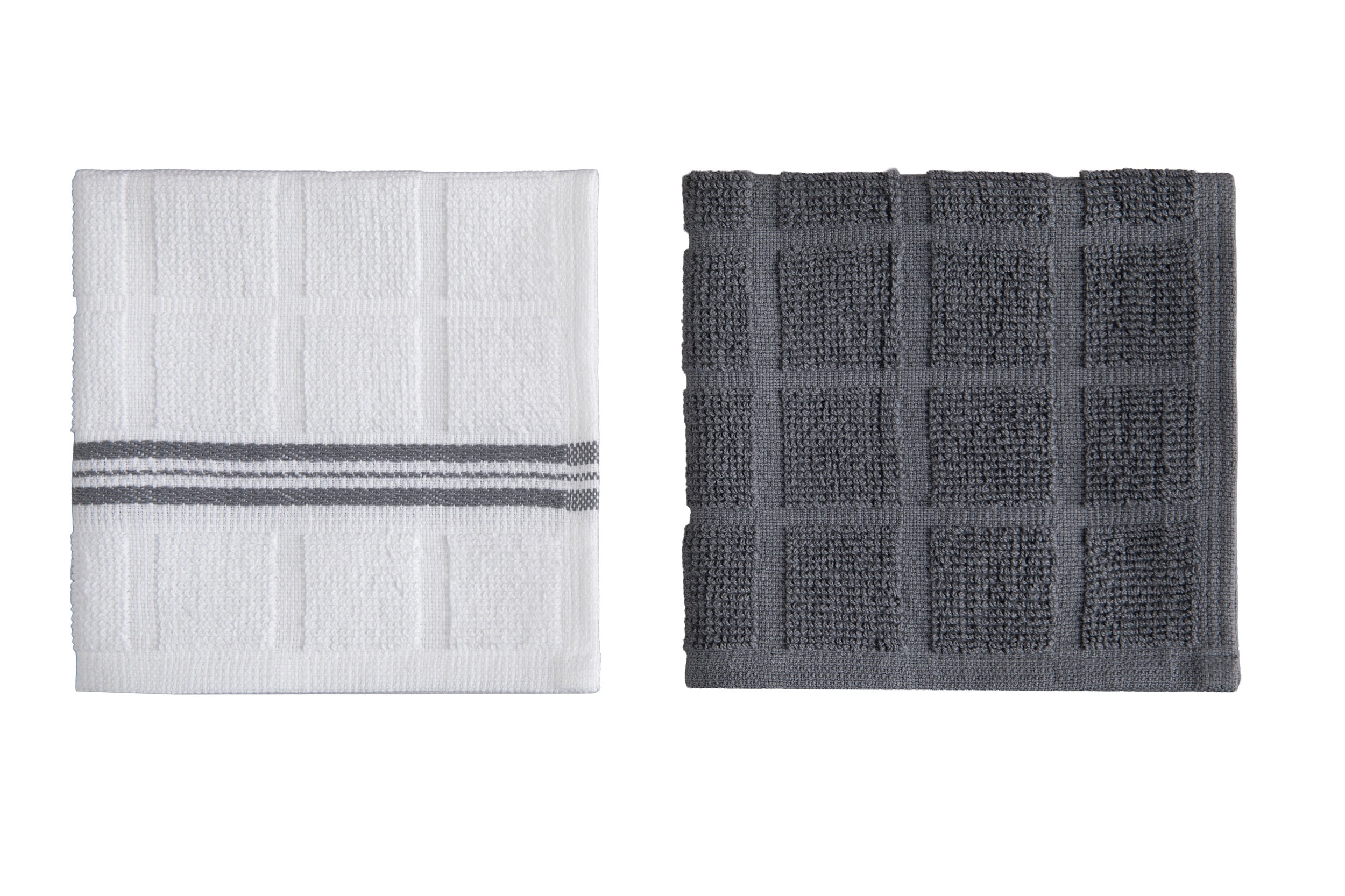 Mainstays 4 Pack Cotton Dishcloths, 12" x12", Gray & White Stripe