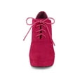 thumbnail image 2 of BLISSFUL STEP Women's Platform Block Heel Lace Up Booties Hot Pink 6, 2 of 8