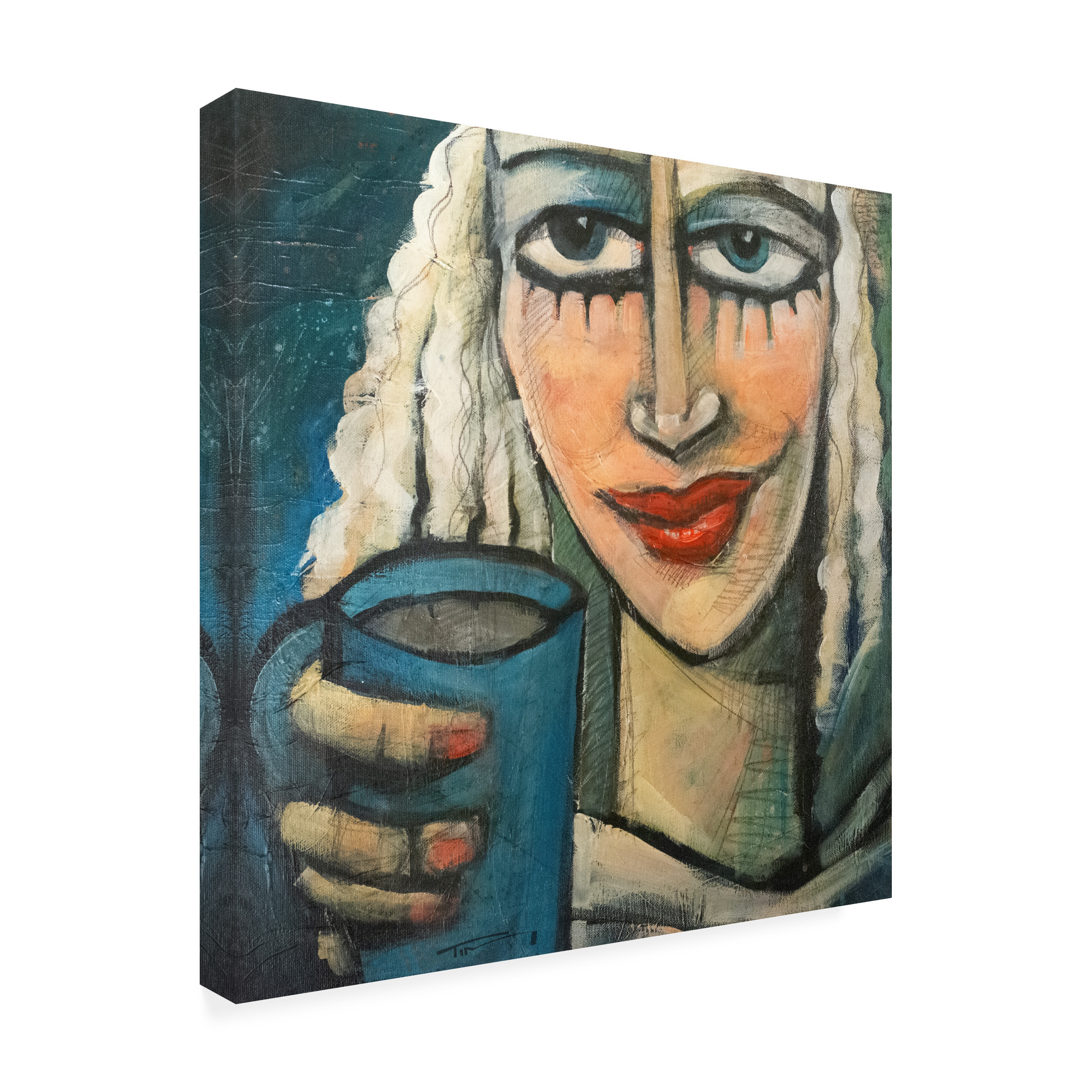 Tim Nyberg 'Liz With Coffee' Canvas Art