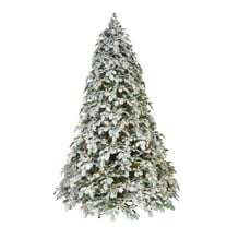 Puleo International 7.5' Pre-lit Flocked Holly Holiday Artificial Christmas Tree with 550 UL-Listed Lights