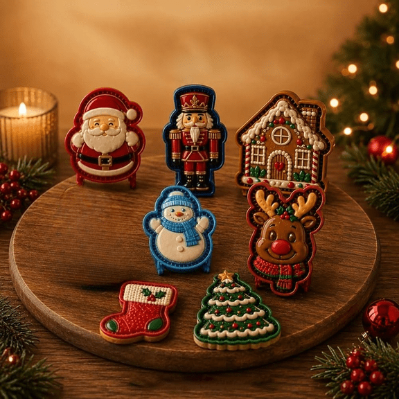 Design Christmas Mini Pie Molds, Reusable Embossed Hand Baking Molds (C)