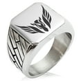 thumbnail image 1 of Stainless Steel Greek Mythology Pegasus Geometric Pattern Biker Style Polished Ring, 1 of 1