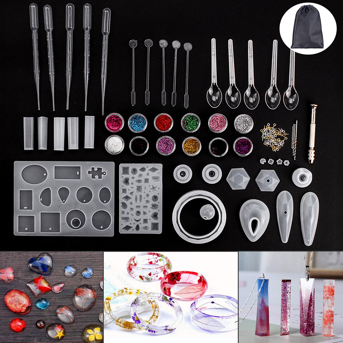 98PCS Resin Casting Molds Silicone DIY Mold Jewelry 
