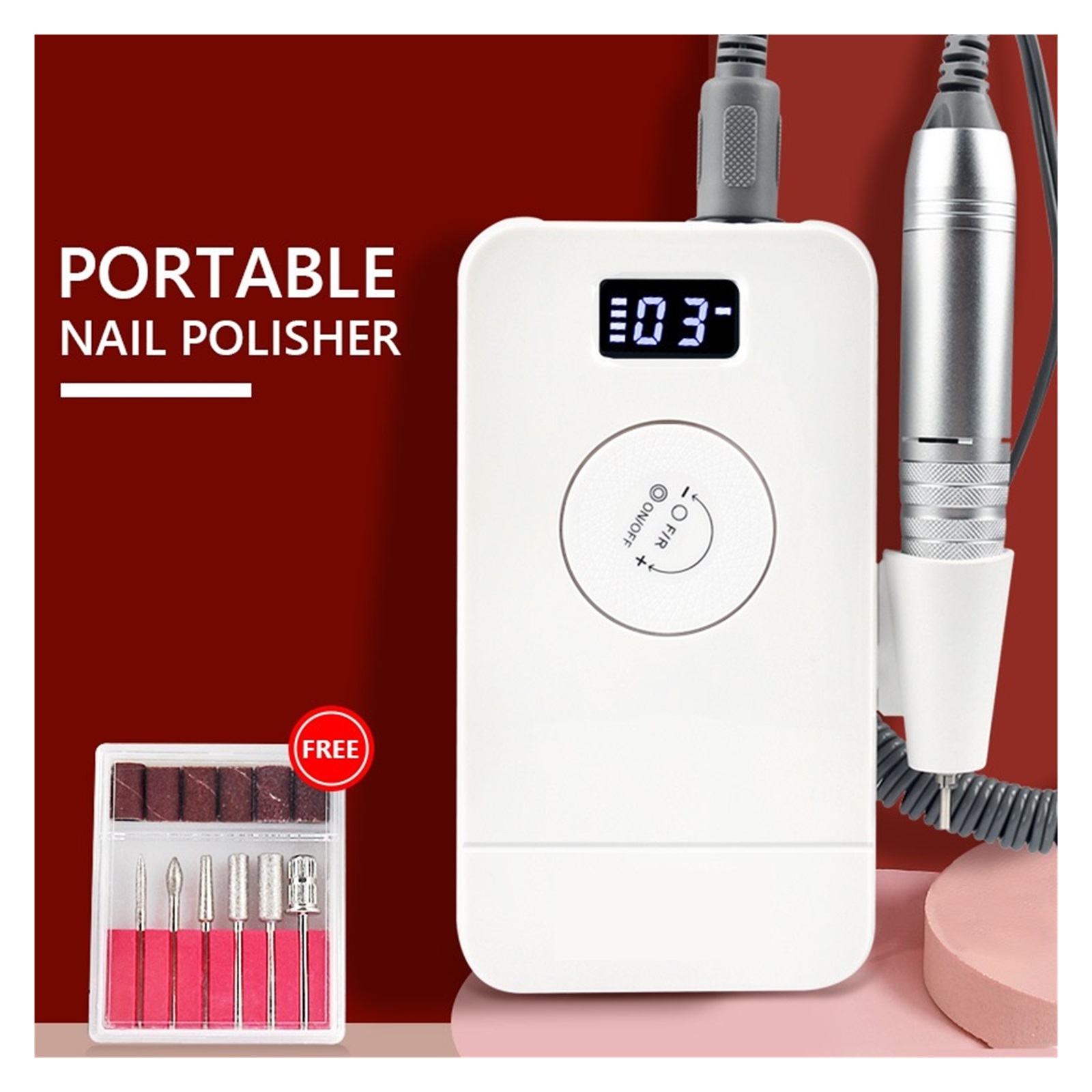 Electric Nail Lathe Polisher, 35000RPM Nail Drill Machine For Acrylic Gel Nails File, Grinding Manicure Pedicure Tools ,Low Noise
