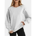 thumbnail image 7 of Women Oversized Sweatshirts Crewneck Side Slit Pullover Long Sleeve Casual Tops, 7 of 7