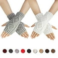 thumbnail image 4 of OAVQHLG3B Gloves Women's Winter Fingerless Thermal Gloves, Knitted Gloves With Thumb Holes, 4 of 4