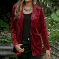 thumbnail image 4 of VEKDONE 2026 Womens Velvet Blazer Cozy Lightweight Outerwear Retro Buttons Long Sleeve Pokets Jacket Cardigan Coat Party Blazers Red XL, 4 of 5
