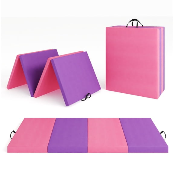 Folding Gymnastics Mat, Training Mat, Gym Mat, Thick with Carry Handles, 188 x 31 x 61 cm, Portable Floor Mat for Home, Pilates, Aerobics and Martial Arts Fitness Training,Four-fold