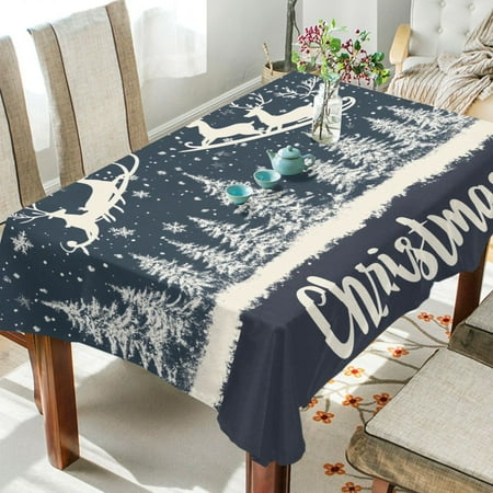 

BZSMCE Square Tablecloth Four Reindeer Soaring on The Blue Sky Pattern Tableclothes