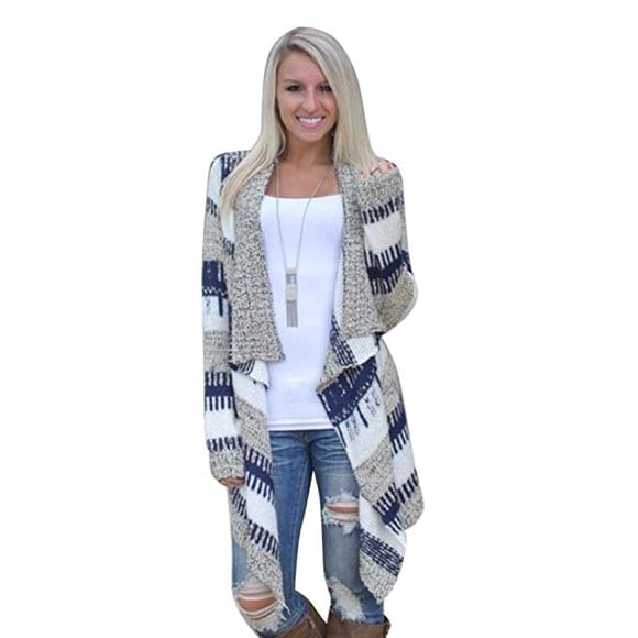 Cardigan Tricoté à Manches Longues pour Femmes Chandail Ample Veste Manteau Chandail