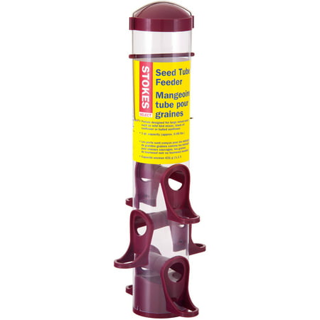 Stokes Select Seed Tube Bird Feeder with 6 Feeding Ports, Red, 1.6 lb