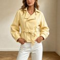 thumbnail image 2 of Enjoytime Cropped Jackets for Women Long Sleeve Notch Lapel Belted Short Trench Coat Fall Fashion Trendy Work Casual Outerwear, 2 of 7