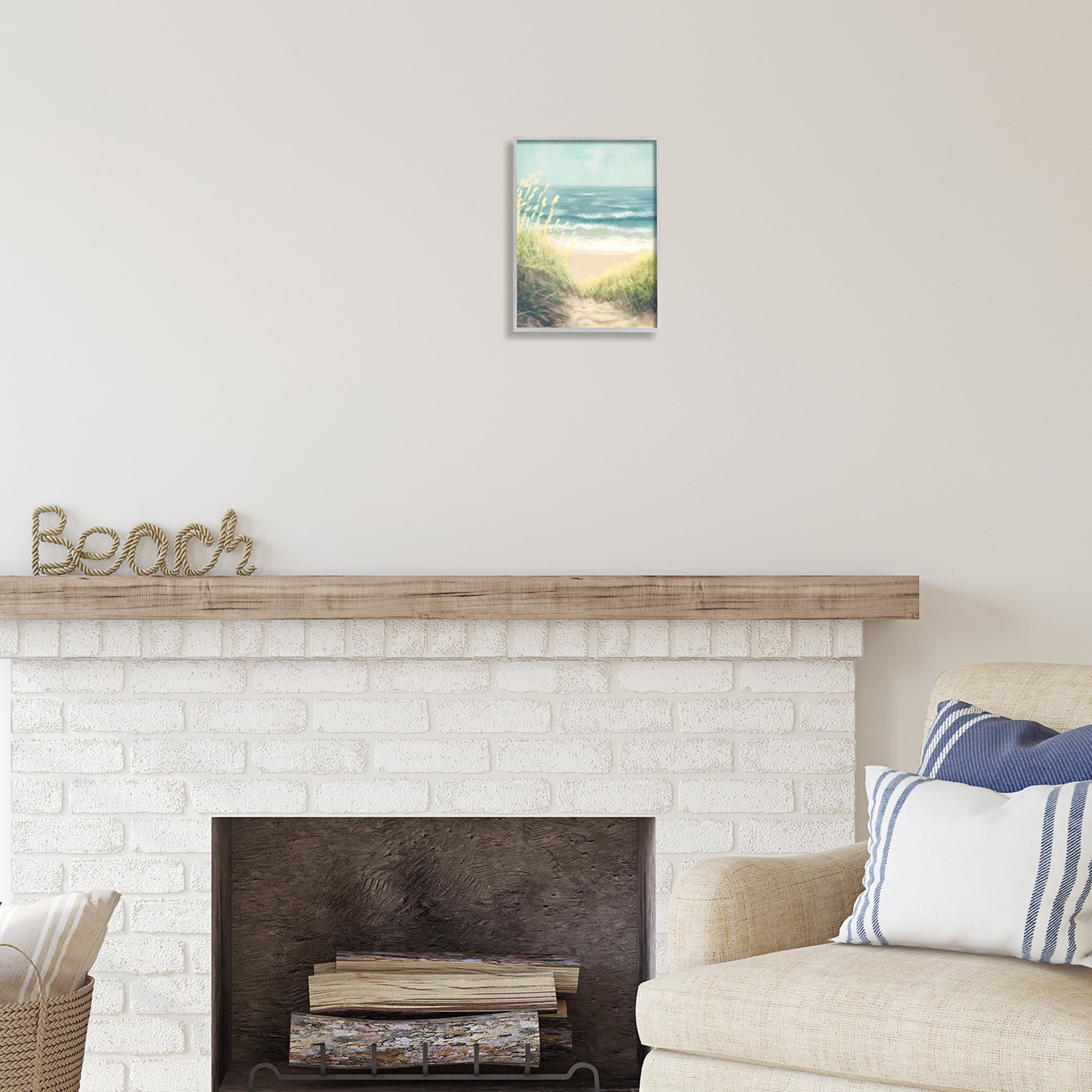 Stupell Industries Subtle Beach Reeds Landscape Painting Gray Framed Art Print Wall Art, 11 x 14