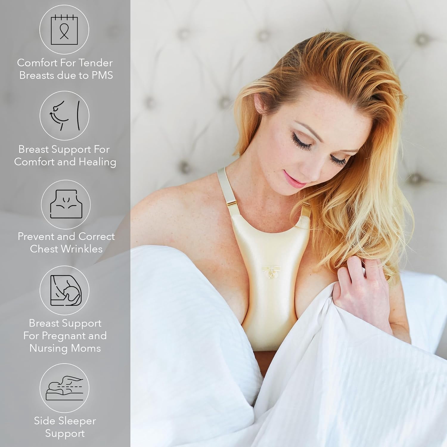 Breast Support Pillow for Sleeping, Soft Chest Wrinkle Preventer for Side Sleeping Comfort, Post-Surgery Bra Insert for Mastectomy, Augmentation, or Nursing Moms Seeking Tender Relief and Smooth Skin