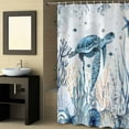 thumbnail image 2 of Fabric Shower Curtain, Summer Sea Turtle Ocean Coral Seaweed Shell Marine Life Vintage Shower Curtains with 12 Hooks Waterproof Machine Washable Bath Curtains for Bathroom,54 x 78in, 2 of 6