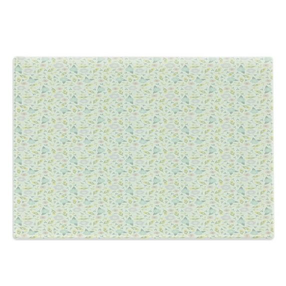 Floral Cutting Board, Continuous Pattern of Illustrated Flowers with Buds in Pastel Colors, Decorative Tempered Glass Cutting and Serving Board, in 3 Sizes, by Ambesonne