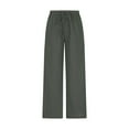 thumbnail image 4 of Wide Leg Pants for Women Elastic Waist Drawstring Cotton Linen Pants Casual Loose Fit Lounge Trousers with Pockets, 4 of 6