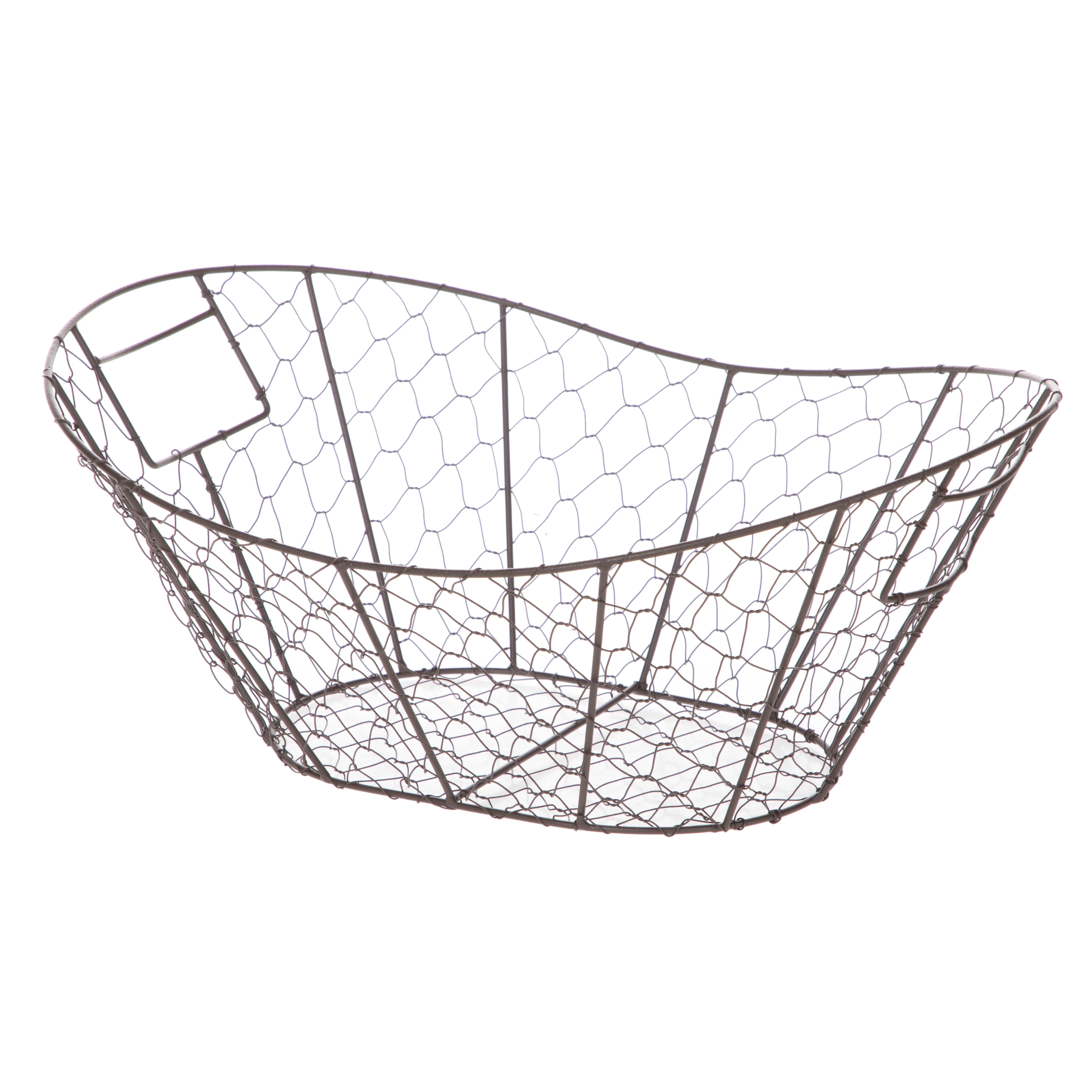 Mainstays Oval Brown Chicken Wire Decorative Storage Basket with Cut Out Handles Images Mainstays Oval Brown Chicken Wire Decorative Storage Basket with Cut Out Handles