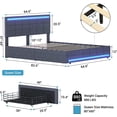 thumbnail image 5 of Afuhokles LED Bed Frame Queen Size with 2 USB Ports, Platform Bed Frame with Headboard and Footboard, Storage Drawers, Dark Grey, 5 of 8