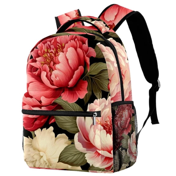 Peony Backpack Lightweight Bookbag Travel Rucksack Laptop Daypack for Women Men