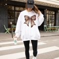 thumbnail image 3 of Football Coquette Bow Sweatshirt for Women and Teens Trendy Game Day Football Ribbon Pullover White Sweatshirt Adult Medium, 3 of 4