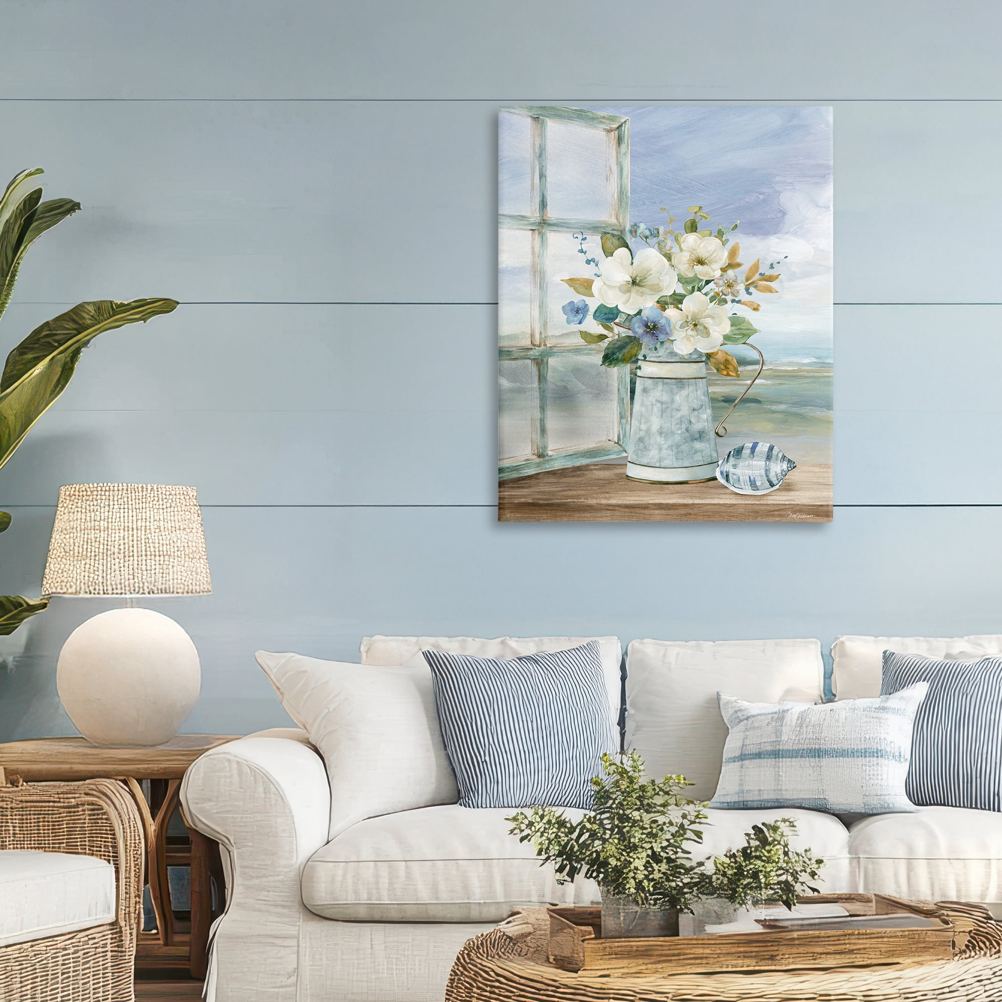Stupell Industries Seaside Floral Bouquet Window Canvas Wall Art, design by Carol Robinson