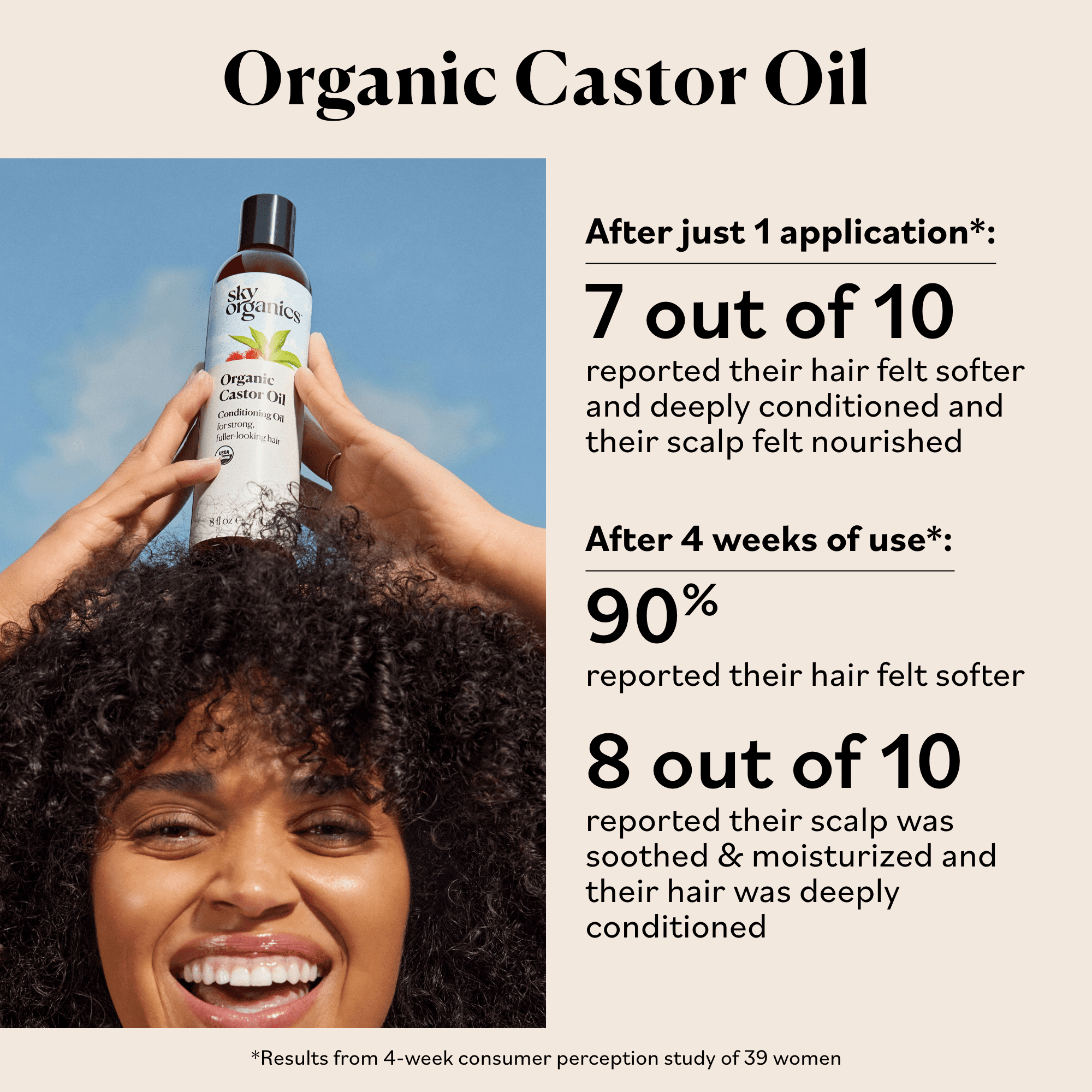 Sky Organics Organic Castor Oil to Condition for Hair, Lashes, and Brows, 6 fl oz