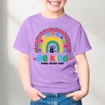 thumbnail image 2 of MIXUE Toddler Girls Tops & T-Shirts Kids Cartoon Letter Print Round Neck Short Sleeve Casual Child Pullover T Shirts Activewear,Purple,3-4 Years, 2 of 4