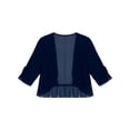 thumbnail image 6 of Yartina Womens Half Sleeve Sheer Mesh Shrug Cropped Bolero Cardigan Cover Up Navy Blue XXL, 6 of 7