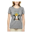 thumbnail image 2 of Good Food Good Mood Funny Cute Cow Animal Lover Womens Graphic T-Shirt, Heather Grey, Medium, 2 of 3