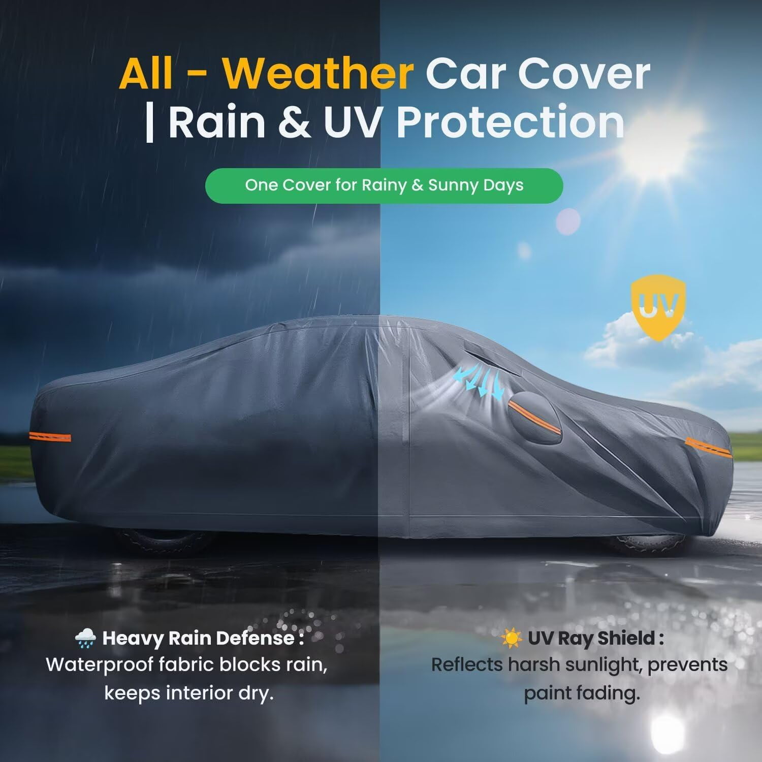 Waterproof Tesla Model Y/Model Y Juniper(2020-2026) Car Cover with Breathable Vents, [2026 Upgrade] Premium Covers Cotton Liner and Zipper Door, Sun Rain Snow Dust Uv Protection.(Gift Towel)