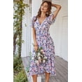 thumbnail image 2 of Vestido largo maxivestido cruzado con cinturón y escote en V floral PRETTYGARDEN - talla S, 2 of 8