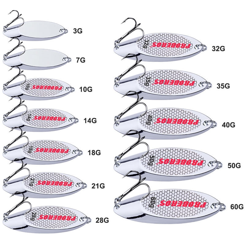 Lot 5X Metal Spoon Fishing Lure Bass Bait Stainless Steel Split Ring Treble Hook