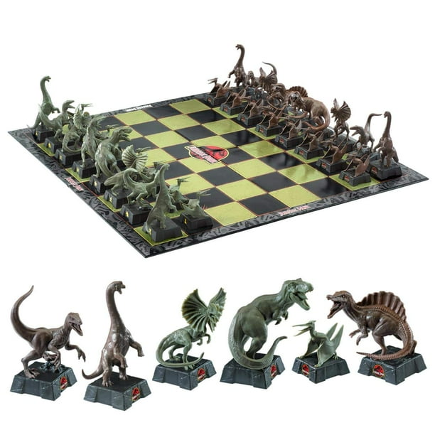 Set de ajedrez The Noble Collection Jurassic Park con 32 dinosaurios
