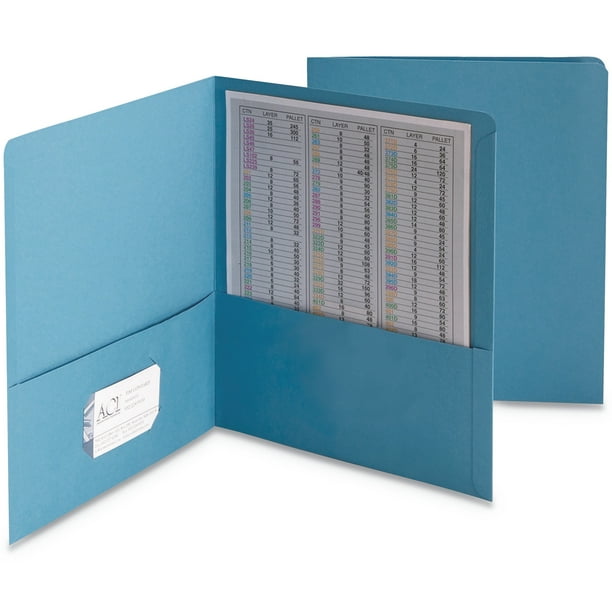 Smead TwoPocket Folder, Embossed Leather Grain Paper, Blue, 25/Box