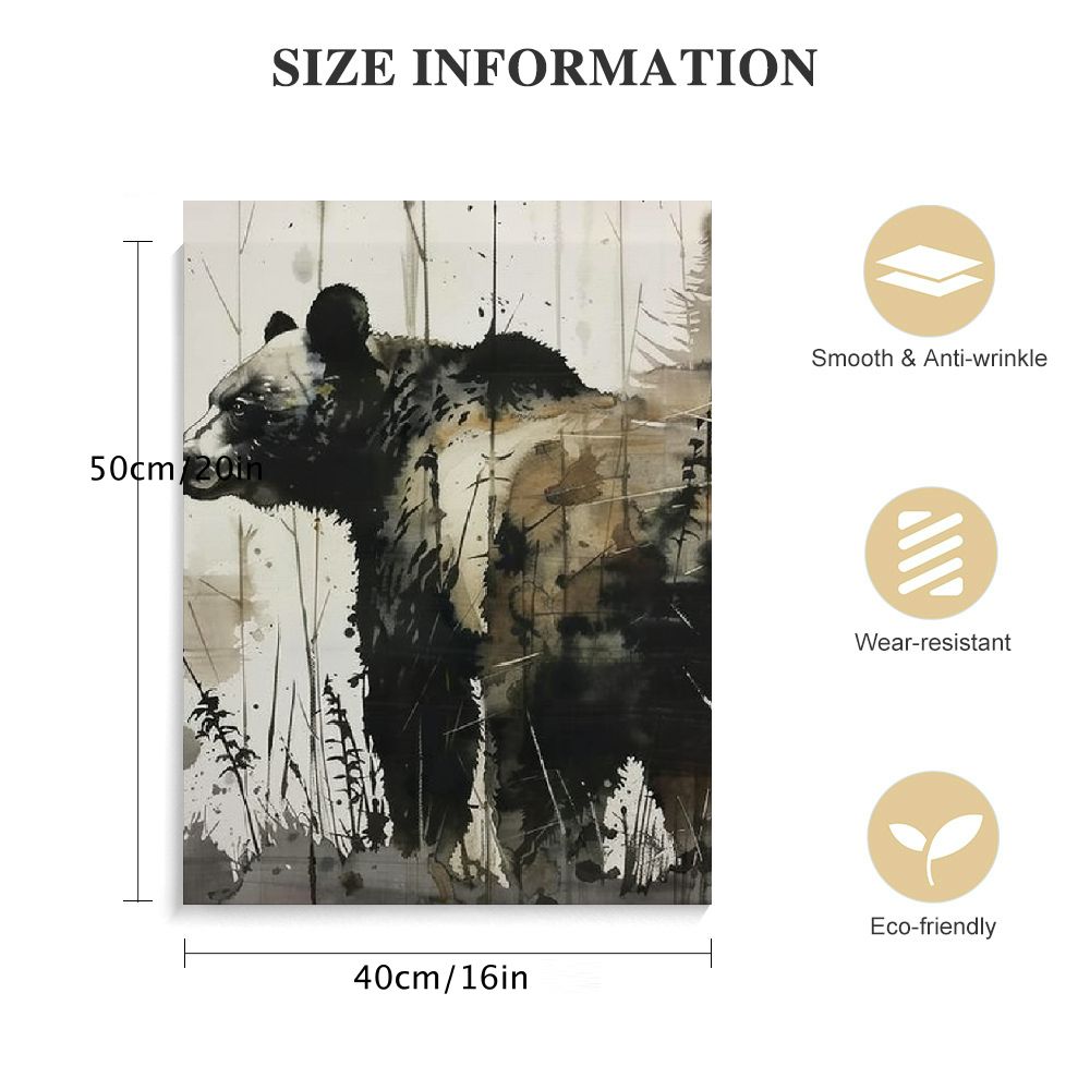 BCIIG  Rustic Wildlife Wall Art Black Bear Wall Decor Cabin Bathroom Woodland Nursery Decor Mountain Animal Canvas Pictures for Living Room Painting Bedroom Lodge Home Decorations 16''x20''