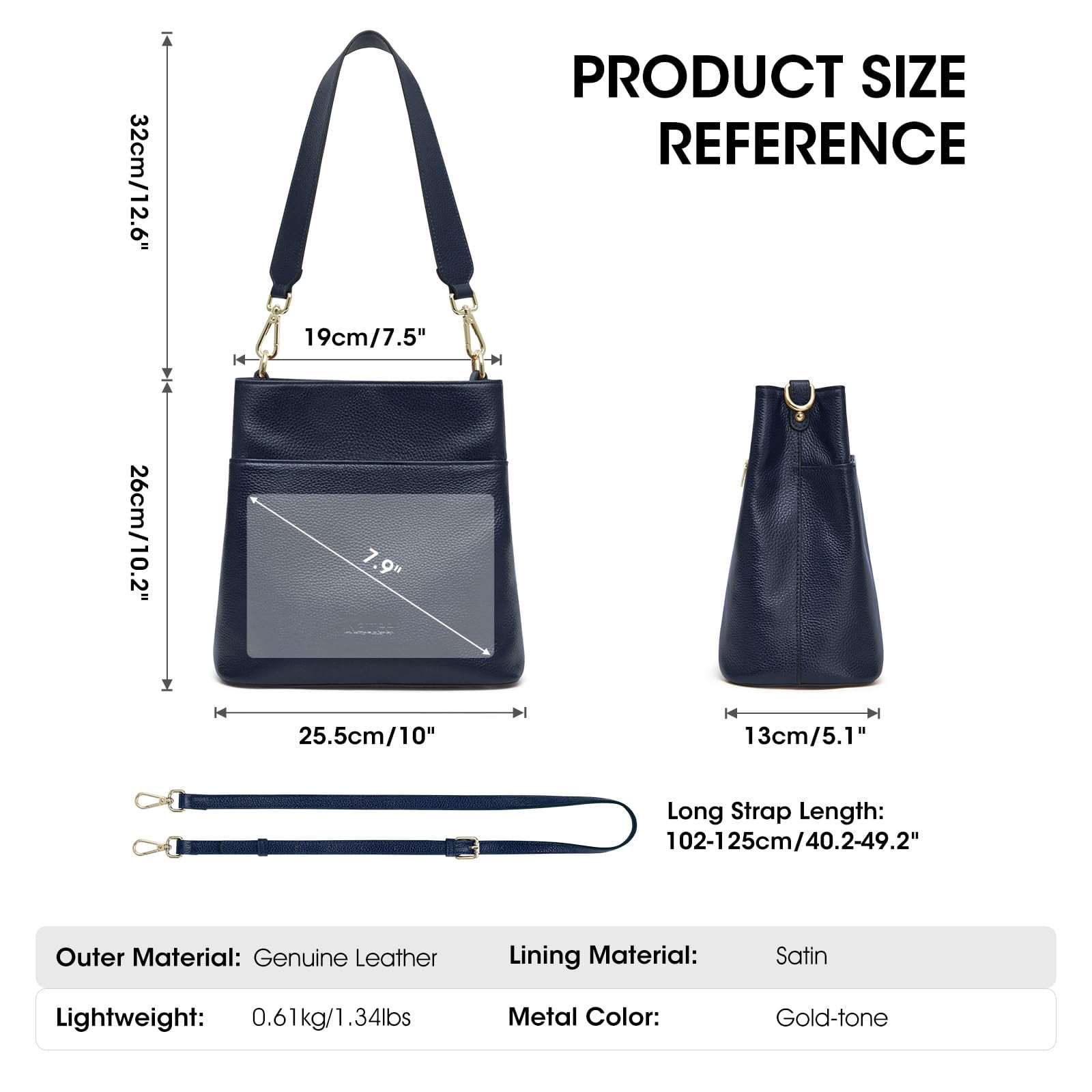 Kattee Leather Handbags for Women, Medium Soft Shoulder Tote Crossbody Purses Bucket Bags with 2 Straps