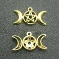 thumbnail image 7 of EOEMY 10 Tibet Silver Pentagram Pentacle Moon Charms Pendant 16X30mm Pagan Wiccan-Golden Tone, 7 of 7