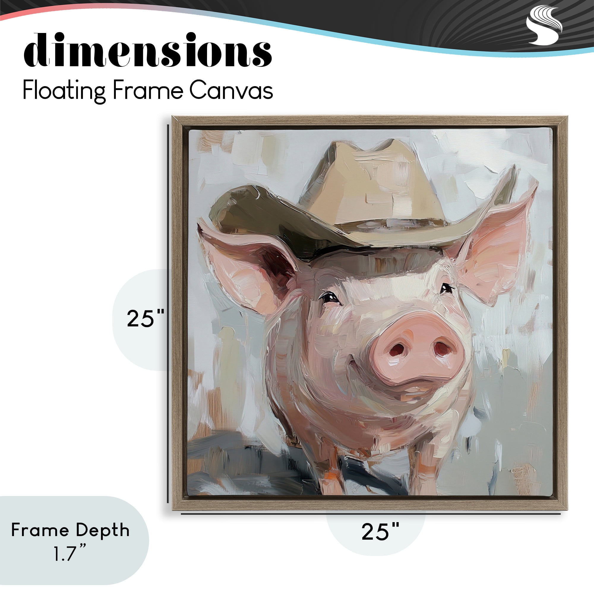 Stupell Industries Cowboy Chester Pig Brown Framed Floater Canvas Wall Art, design by Tina LeCour