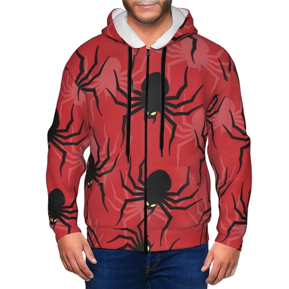 Vsdgher Spider Mens Hoodies Zip Hoodie, Hoodies for Men, Zip-up Hooded Sweatshirt-Small
