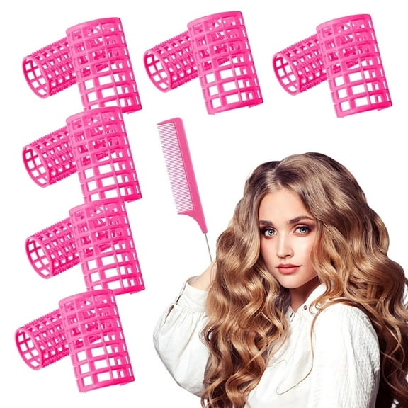A Set Of 12 Pcs Snap Hair Roller Kit,large Size Plastic Hair Rollers Curlers With Rat Tail Comb For Hairdressing Styling Tools