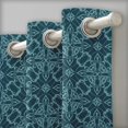 thumbnail image 4 of S4sassy Cotton Duck Floral Damask Blue Set of 2 Panel Eyelet Bed Room Door Curtains Drapes- 54x90 Inches, 4 of 5